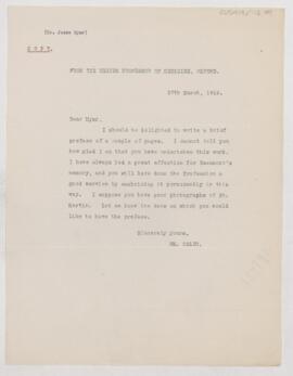 Letter to Jesse Myer, March 27, 1912