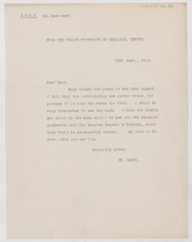 Letter to Jesse Myer, September 10, 1912