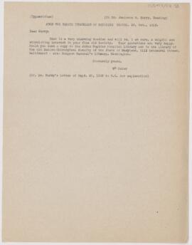 Letter to Jamieson Boyd Hurry, October 29, 1913