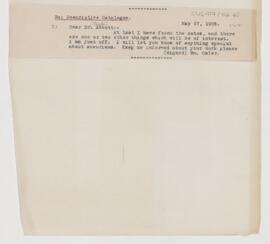 Letter to Harvey Cushing, May 17,1905
