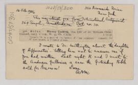 Letter to Harvey Cushing, February 16, 1926