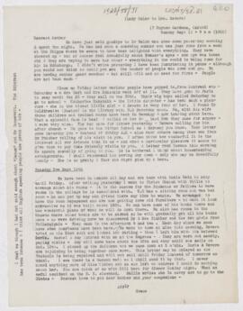Letter to Mrs. John Revere