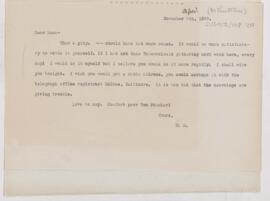 Letter to Thomas McCrae, November 5, 1909