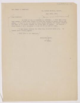 Letter to Henry Pickering Bowditch, July 28, 1910