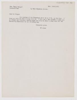 Letter to Henry Phipps, February 14, 1905