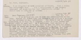 Letter to  President of Johns Hopkins University, January 31, 1919