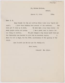 Letter to James Tyson, March 17, 1914