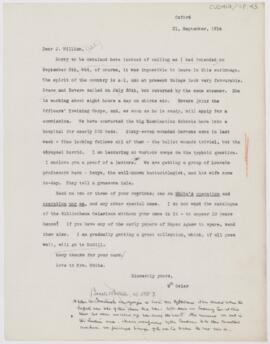 Letter to James William White, September 21, 1914