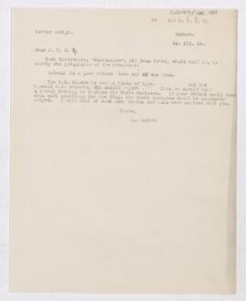 Letter to John Young Walker MacAlister, December 10, 1918