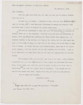 Letter to Francis John Shepherd, February 16, 1915