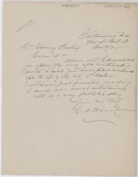 Letter to Harvey Cushing, October 9, 1925