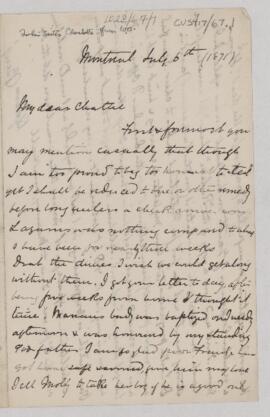 Letter to Charlotte (Chattie) Osler (Mrs. Charles Gwyn), July 6, 1871