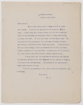 Letter to Henry Barton Jacobs, January 22, 1912