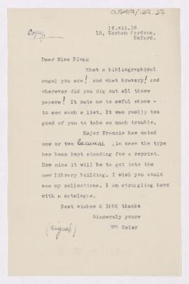 Letter to M.W. Blogg, July 16, 1919