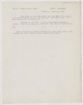 Letter to John Alexander Nixon, March 3, 1912