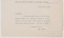 Letter to Jesse Myer, April 25, 1912