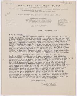 Letter to William Osler, September 23, 1919