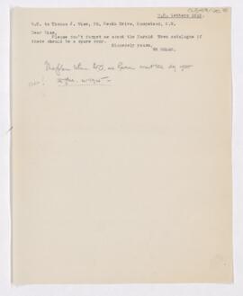 Letter to Thomas J. Wise, 1915