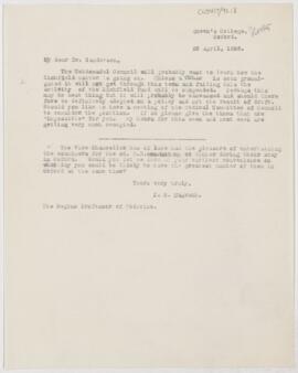 Letter to Sir John Burdon Sanderson, April 29, 1895