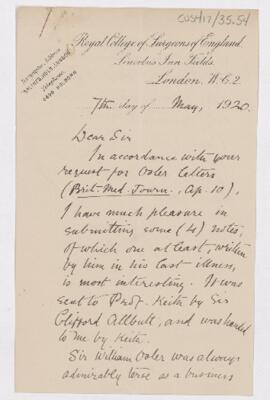 Letter to Harvey Cushing
