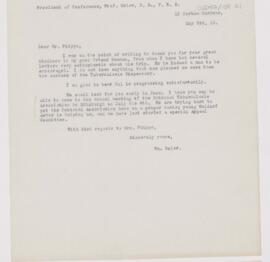 Letter to Henry Phipps, May 3, 1910