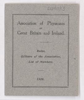 Pamphlet of the Association of Physicians of Great Britain and Ireland