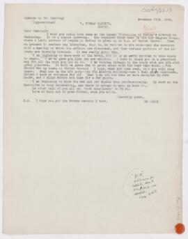 Letter to Harvey Cushing, November 11, 1905