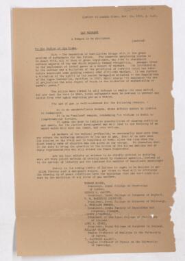 Letter to  Editor of the Times, November 29, 1918