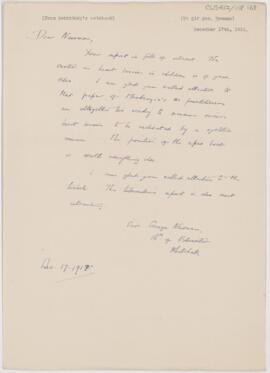 Letter to George Newman, December 17, 1914
