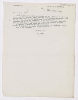 Letter to Alexander Dougall Blackader, February 19, 1917