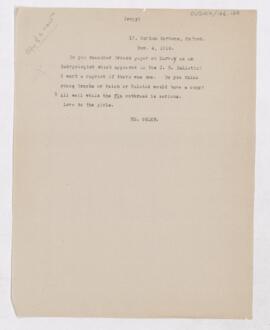 Letter to unidentified recipient, November 4, 1918