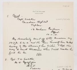 Letter to Thomas Willoughby Walker, February 14, 1918
