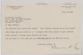 Letter to Harvey Cushing, July 27, 1925