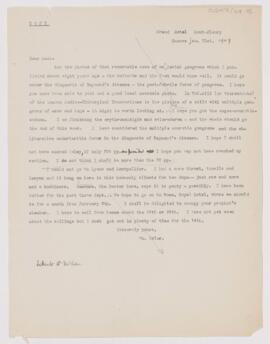 Letter to Thomas McCrae, January 31, 1909