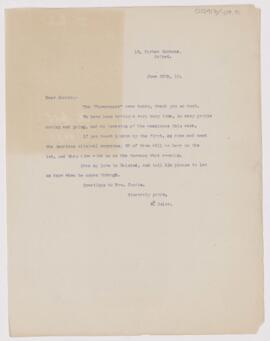 Letter to Henry Barton Jacobs, June 20, 1910
