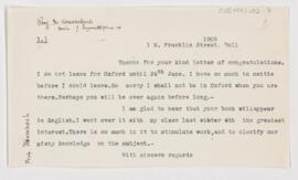 Letter to Mrs. Karl Friedrich Wenckebach, 1905