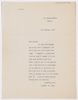 Letter to Simon Flexner, February 21, 1919
