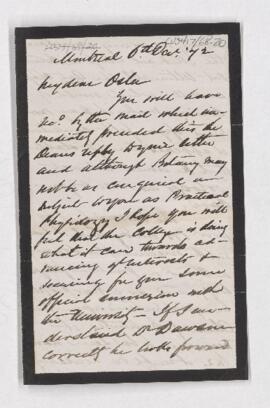 Letter to William Osler, October 6, 1972