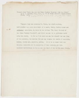 Extract from “Early Days at the Johns Hopkins Hospital with Dr. Osler,” by H.A. Lafleur