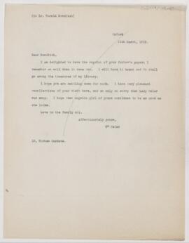 Letter to Harold Bowditch, March 11, 1912