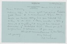 Letter to Harvey Cushing, March 22, 1926