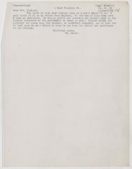 Letter to Mrs. Chatard, September 25, 1900