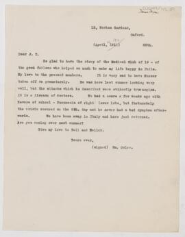 Letter to James Tyson, April 25, 1912