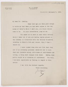 Letter to Harvey Cushing, February 9, 1925