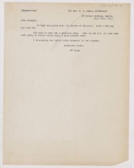 Letter to Mrs. Henry V. Ogden, July 18, 1911