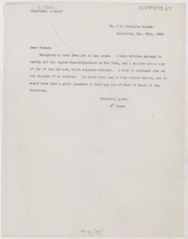 Letter to G. Alder Blumer, December 29, 1899