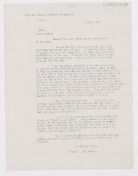 Letter to Simon Flexner, April 9, 1915