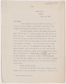 Letter to Simon Flexner, September 1, 1904