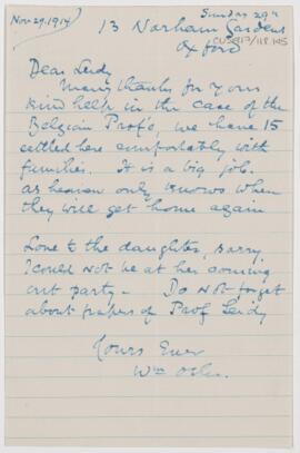 Letter to Joseph Leidy, November 29, 1914
