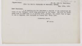 Letter to John Woolman Churchman, December 13, 1909